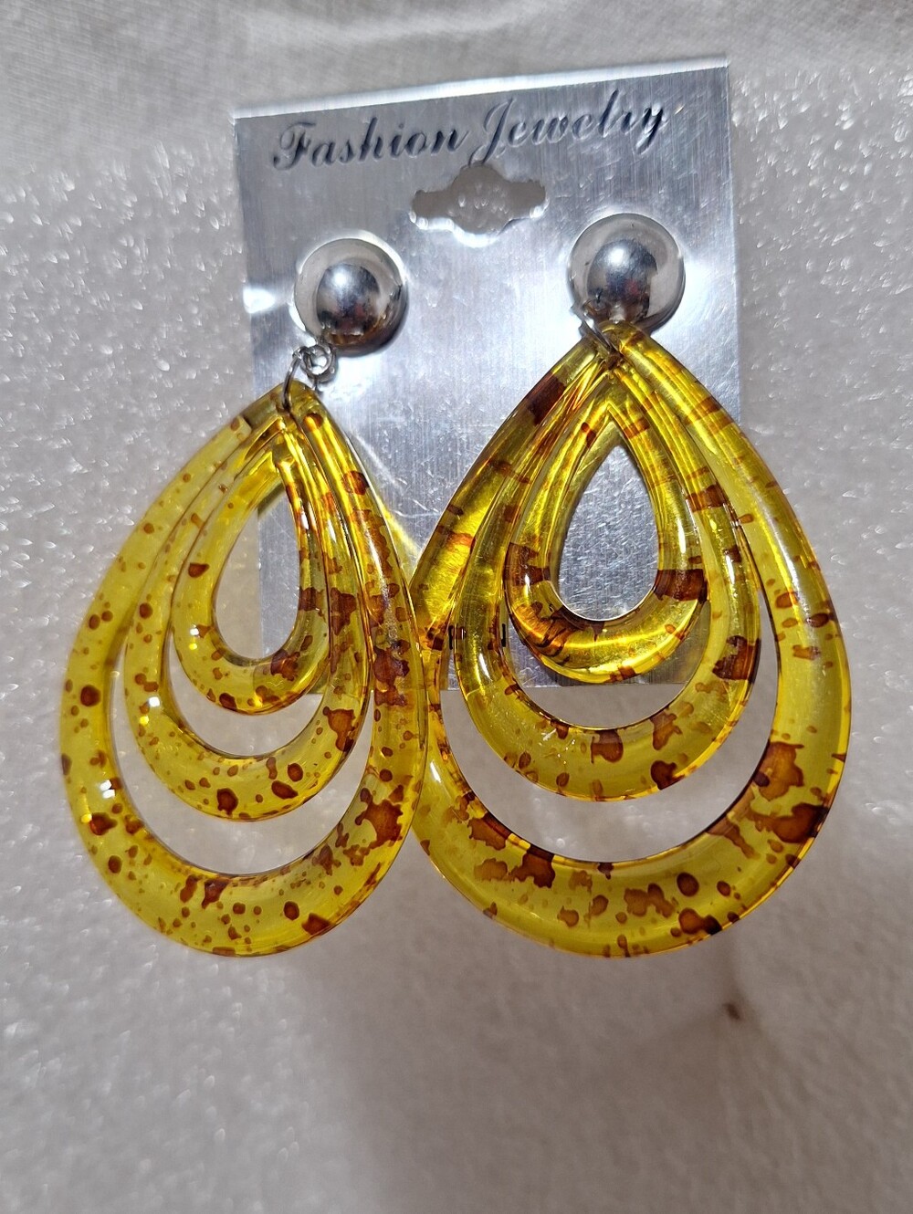Fashion Jewelry Yellow Layered Teardrop Dangle Earrings